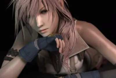 Chica en 3D con cabello rosado y guantes