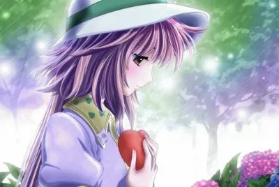 Chica animÃ© con sombrero y corazÃ³n en la mano