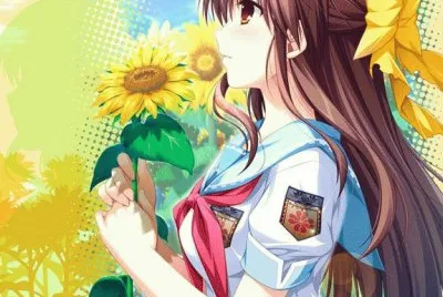 Chica animÃ© con girasoles