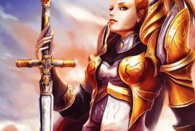 Chica pelirroja guerrera con espada