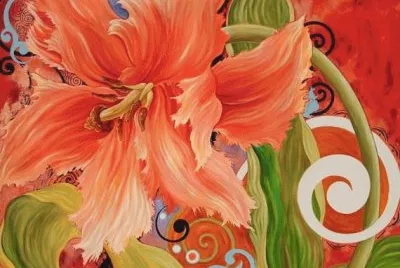 Red Parrot Tulip Painting
