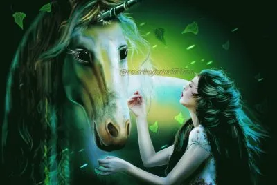 Mujer con unicornio