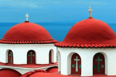 Red Domes Monastery Greece jigsaw puzzle