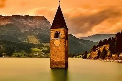 Resia Lake italy jigsaw puzzle