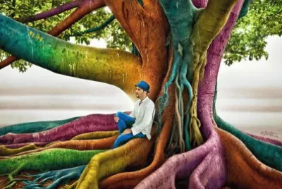 Man Sitting on a Tree