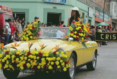 imagen auto adornado con flores