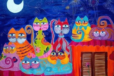 Cats in the Night by Flor de Lucca