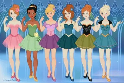 Giselle Tiana Rapunzel Merida Anna Elsa