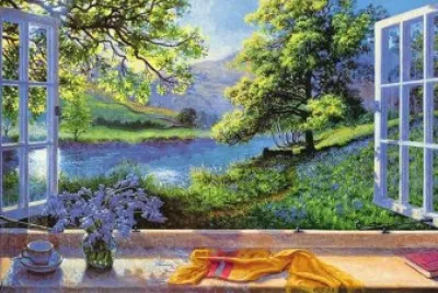 paisaje con jarrones