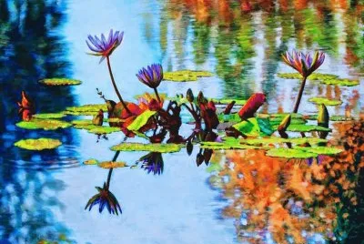 Paisajes con flores al oleo, arte.