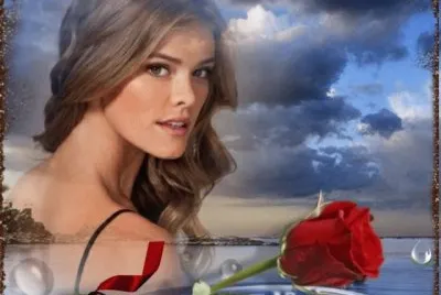 Frau mit Rose