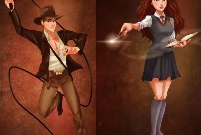 Philip as Indiana Jones   Belle as Hermione