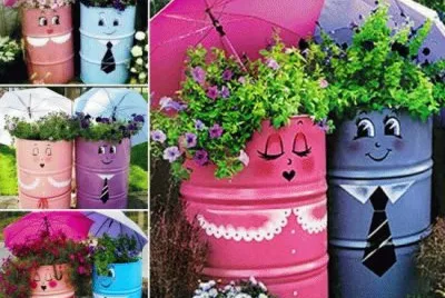 Metal Drum Planters