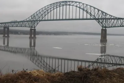 Centennial Bridge in the fog