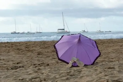 Purple Parasol by the Sea jigsaw puzzle