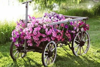 Vintage Wooden Flower Wagon