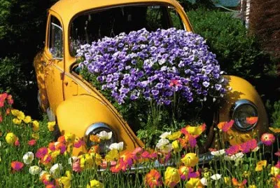Unique Volkswagen Beetle Flower Planter jigsaw puzzle