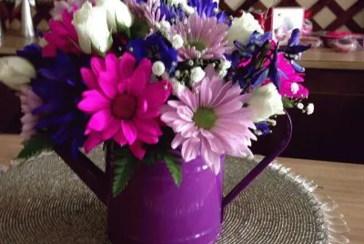 Silk Bouquet in Watering Can