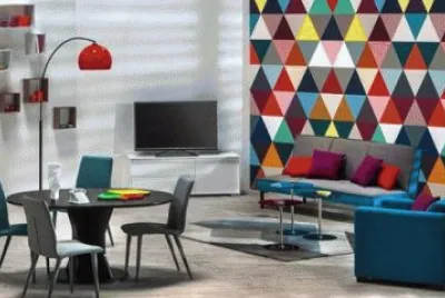 salon couleur pop meubles