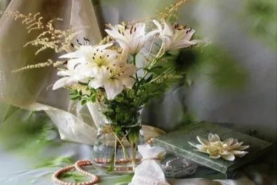 Beautiful White Lilies and Pearls
