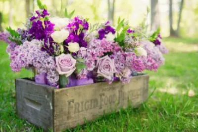 Pretty Flowers in Vintage Crate