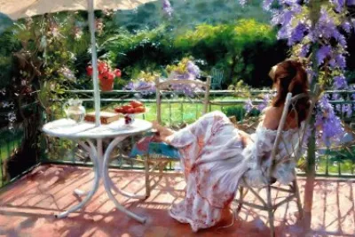 Relaxing on the Balcony-Art