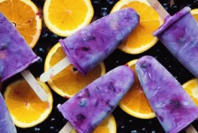 Blueberry Popsicles and Orange Slices