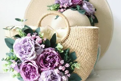 Decorated Sun Hat and Handbag