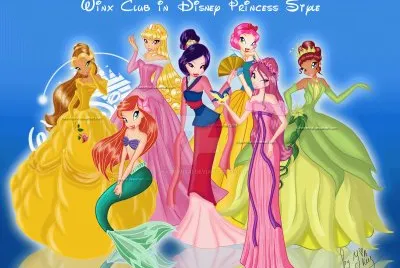 Belle Ariel Aurora Mulan SnowWhite Giselle Tiana