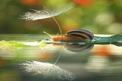 Un Caracol se Protege del Sol.