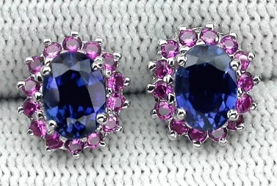 Purple and Blue Sapphire Earrings