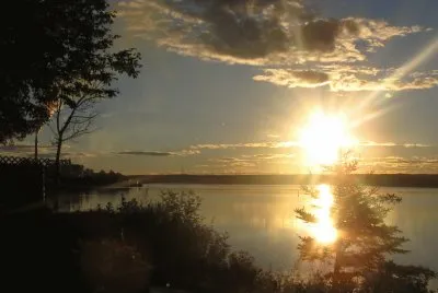 Peaceful evening scene upriver