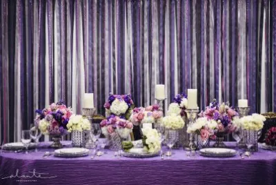 Purple and Silver Wedding Table