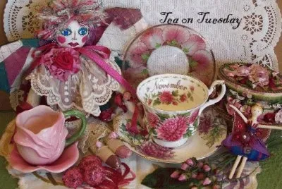 Vintage November Tea Cup Display