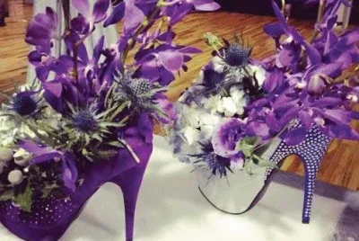 Orchid Centerpieces in High Heels