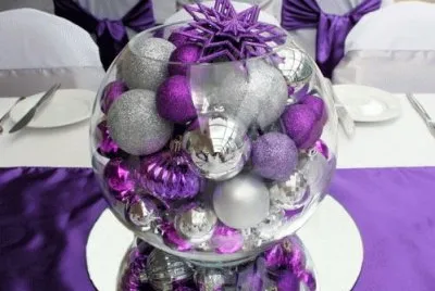 Purple and Silver Christmas Centerpiece