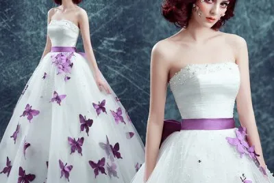 Romantic Butterfly Tulle Ball Gown