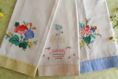 Lovely Hand Stitched Tea Towels