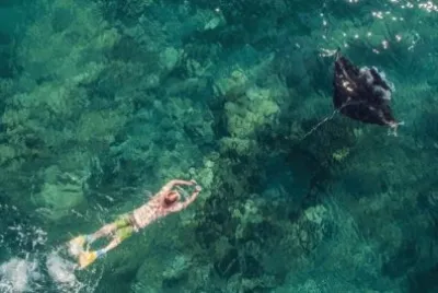 פאזל של Hombre y Mantarraya, Fiji, por Droneworks NZ
