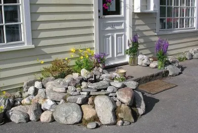 Flowers decorating entrance, Balestrand, Norway jigsaw puzzle