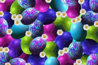 Purple Painted Easter Eggs Collage