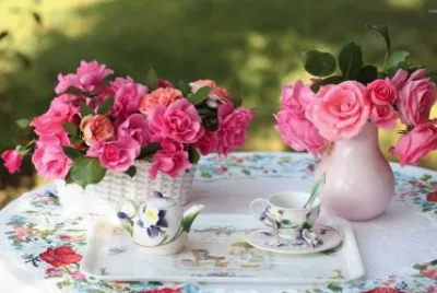 Gorgeous Pink Roses with Tea jigsaw puzzle
