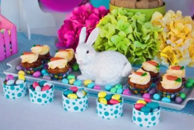 Easter Bunny Guarding the Carrot Cupcakes