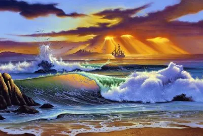 פאזל של Mar, playa, arte, pintura.jpg