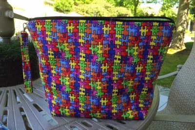 Colorful Tote Bag with Puzzle Pieces