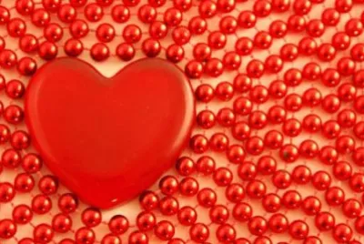 Love Heart with Red Pearl Beads