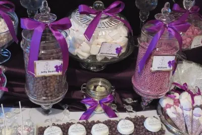 Candy Buffet Table with Pretty Ribbons
