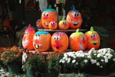 Cute Pumpkins with Painted Faces