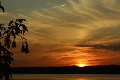 Streaks of clouds at sunset   L