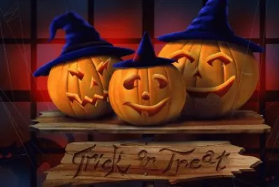 Halloween Pumpkins with Purple Hats